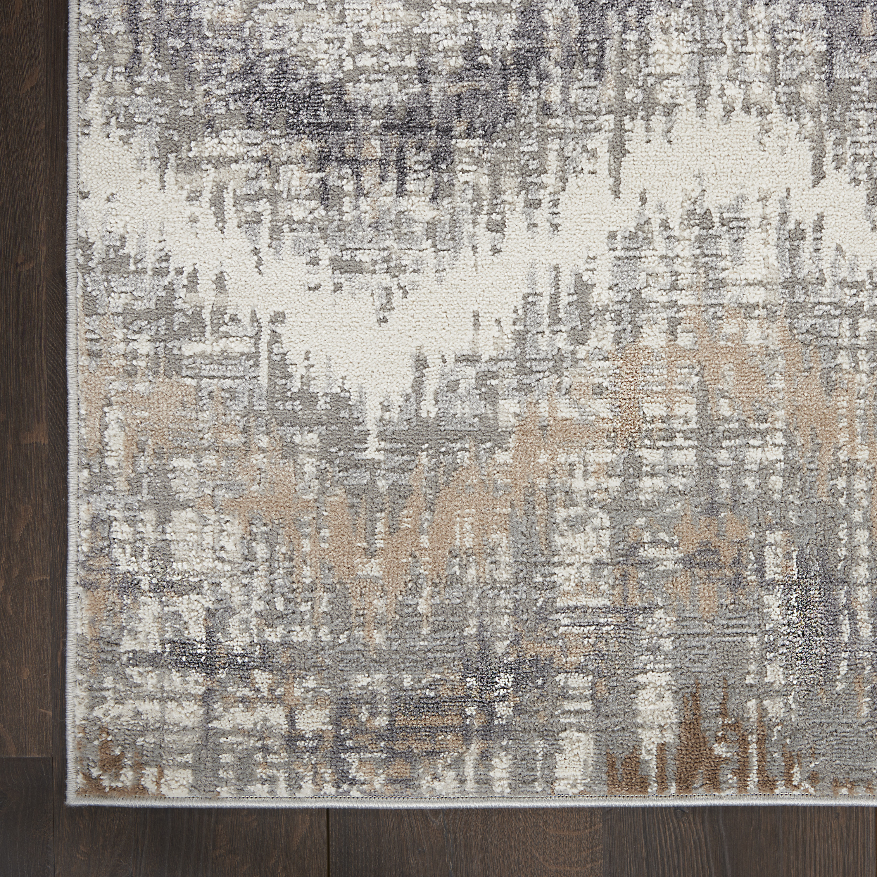 Nourison Elation 2'3" x 7'6" Grey Ivory Modern Indoor Rug