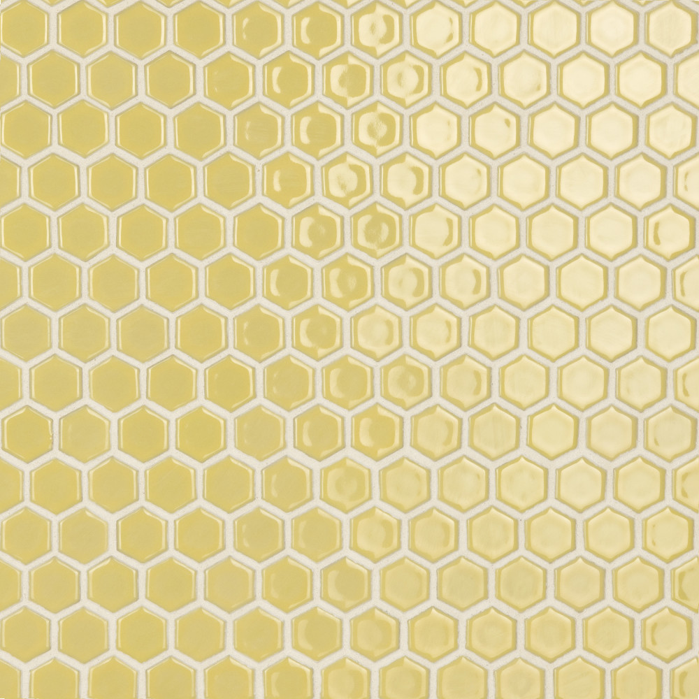 Hudson 1″ Hex Vintage Yellow 11-7/8 in. x 13-1/4 in. Porcelain Mosaic Tile