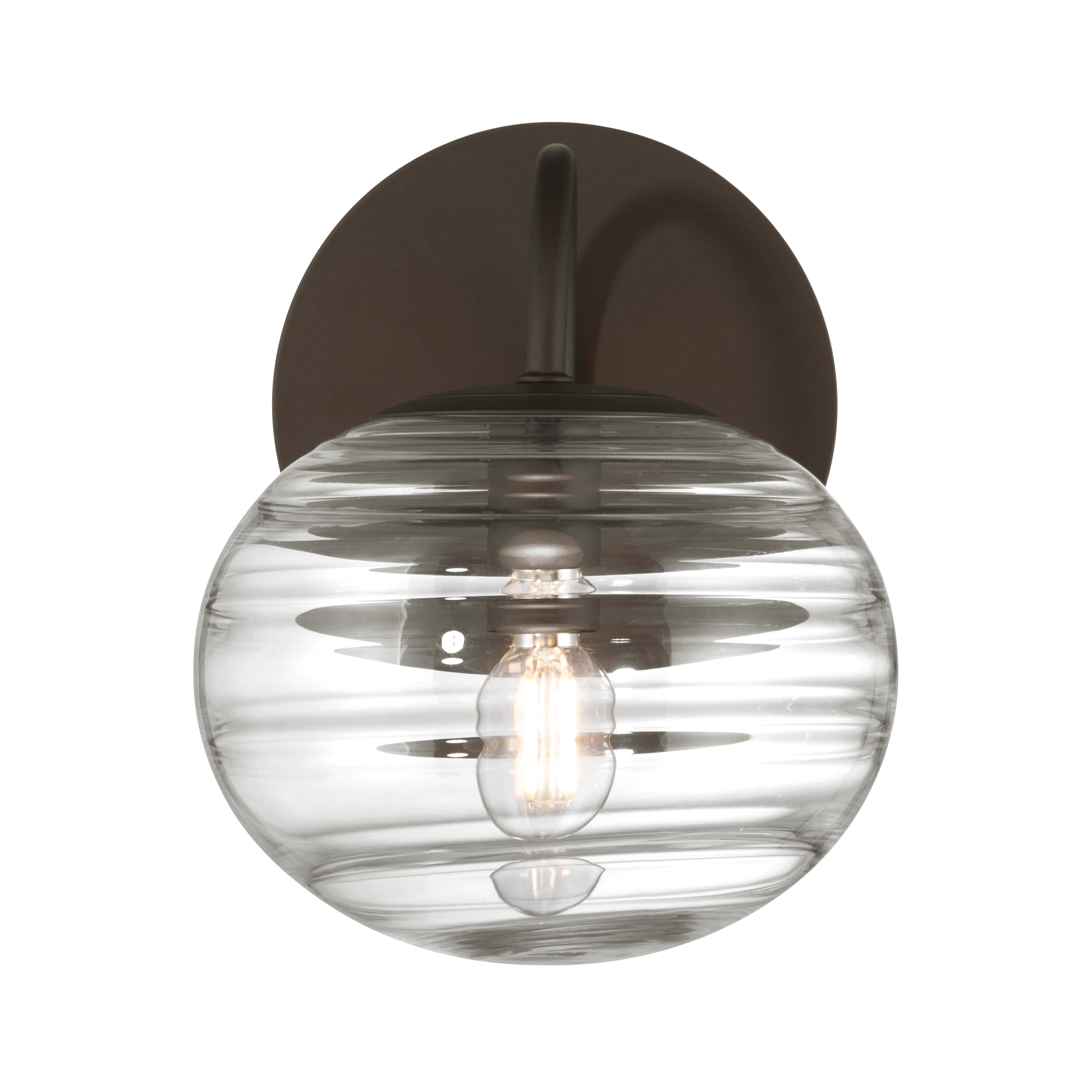 1-Light Bath Sconce - Dark Bronze with Clear Ribbed Glass - alternate view
