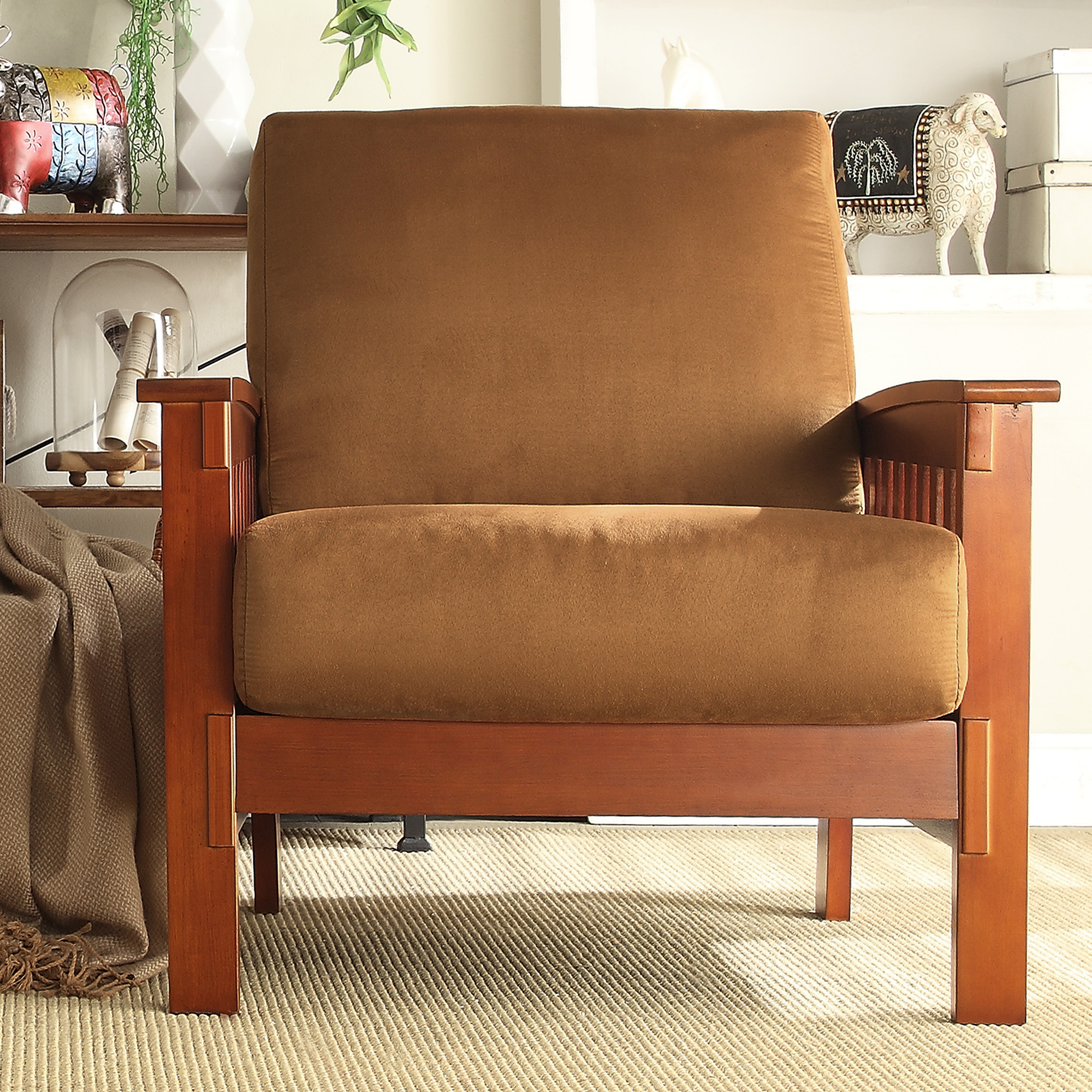Mission-Style Wood Accent Chair