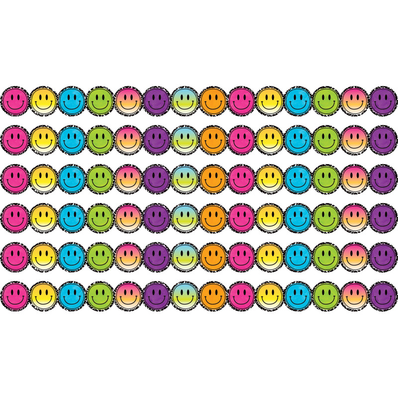 Brights 4Ever Smiley Faces Die-Cut Border Trim, 35 Feet Per Pack, 6 Packs