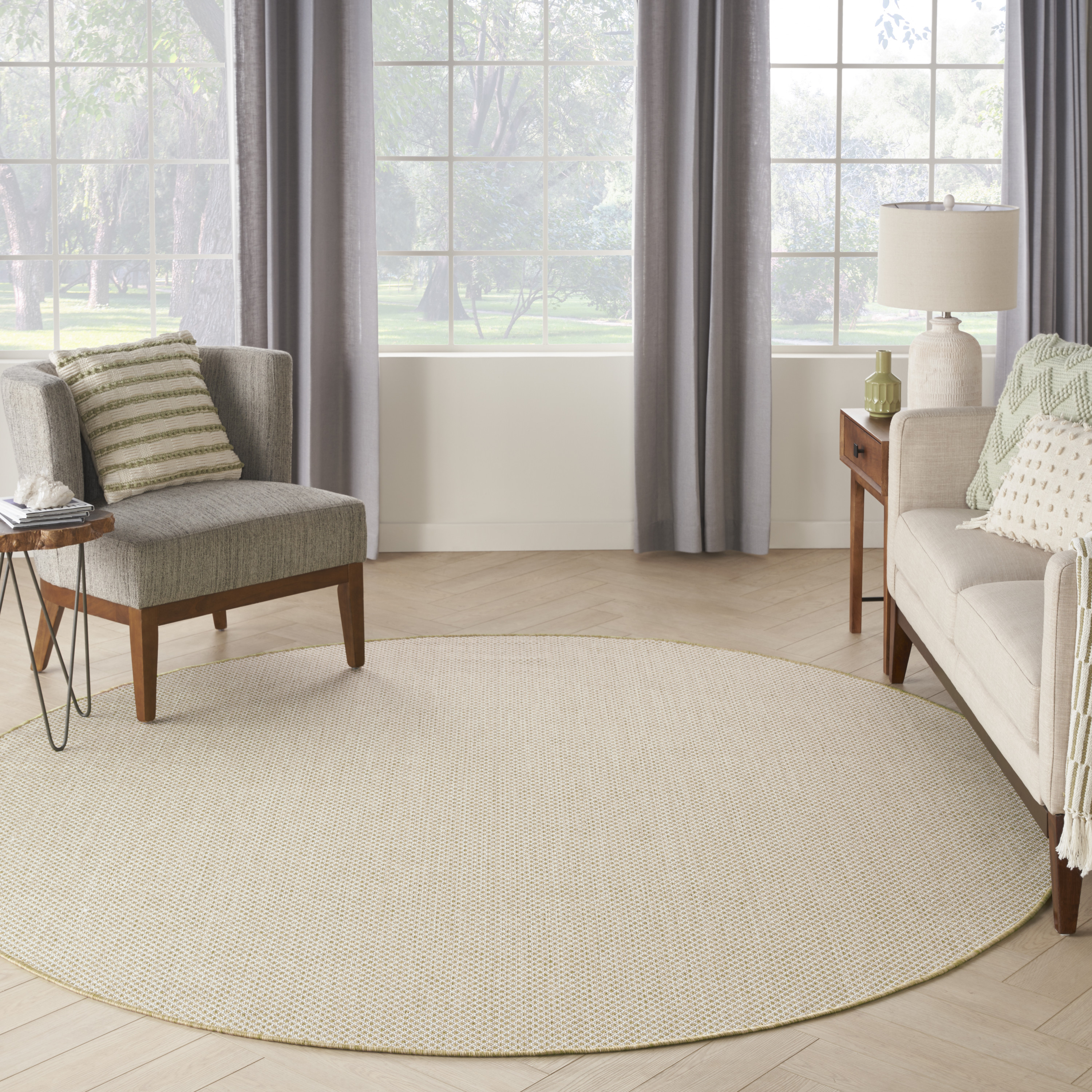 Nourison Courtyard 5' x Round Natural Modern Rug
