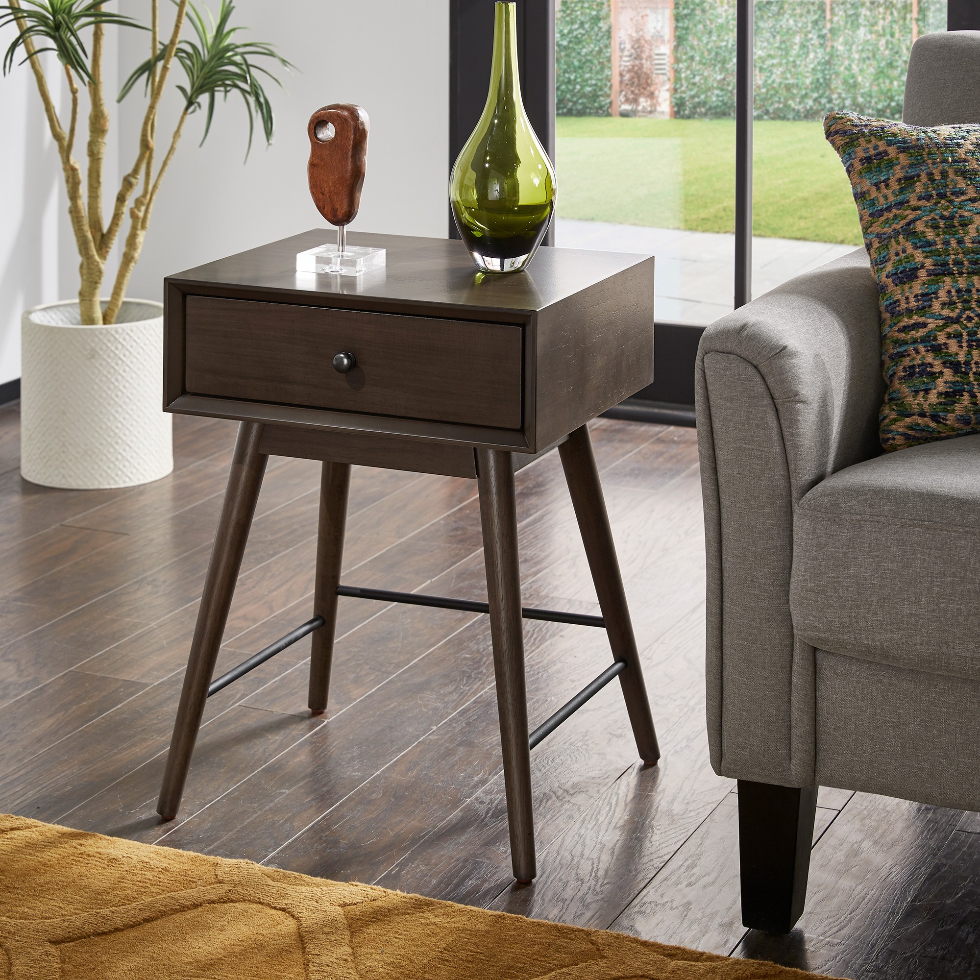 Wood 1-Drawer End Table