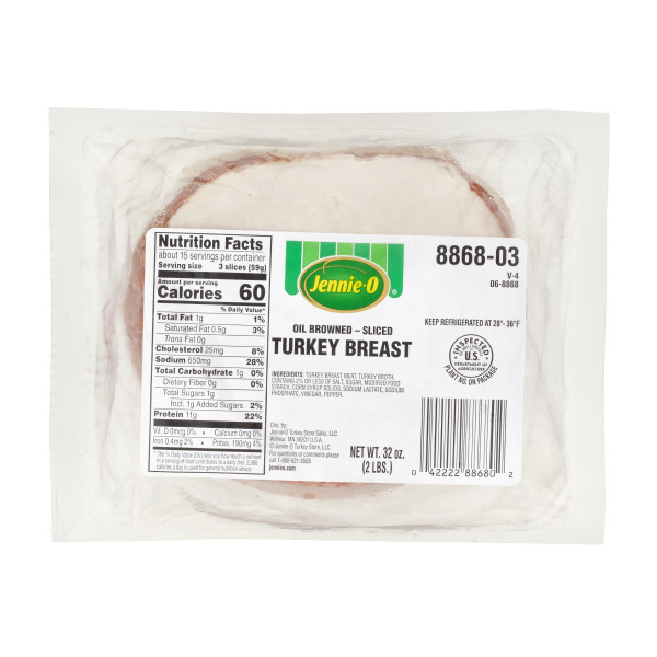 JENNIE-O(r) Oil Browned Turkey Breast Extra Lean .7 oz Sliced, 6/2lb . C1CB - Front Center Inner Pack (Hi Res)