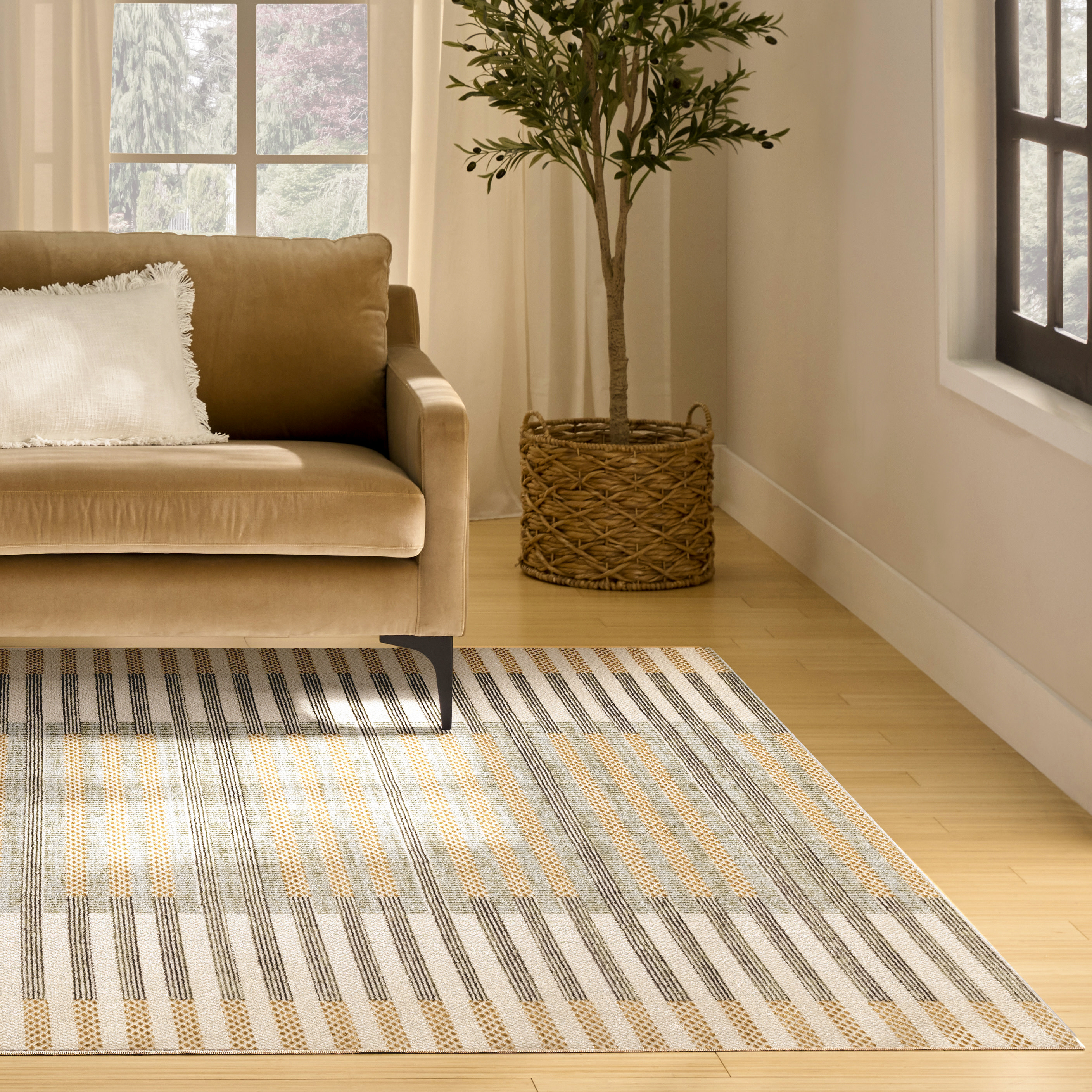 Nourison Nordic 5' x 7' Ivory Multicolor Modern Indoor Rug
