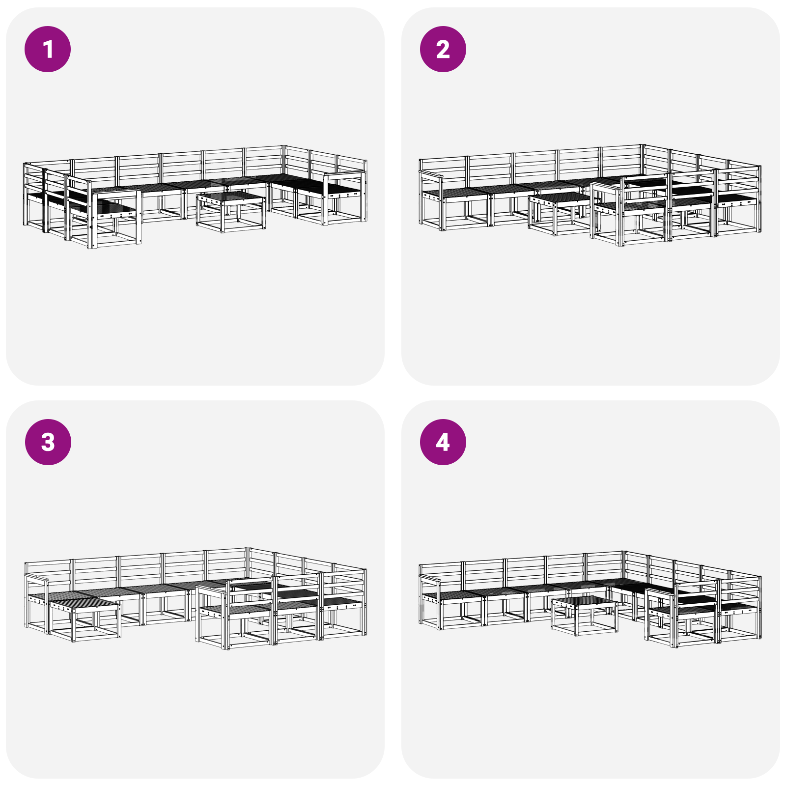 Buiten bankenset 11 pcs Wit Massief Acaciahout image 6