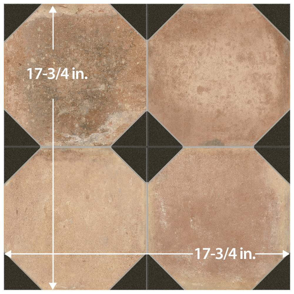 Kings Nonna with Black Corner 17-7/8 in. x 17-7/8 in. Porcelain Floor and Wall Tile