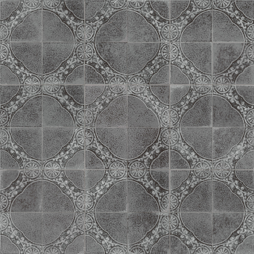 Kings Jaipur Black 17.63x17.63 Square Ceramic Floor and Wall Digital Pattern