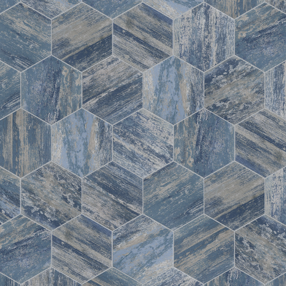 Cassis Hex Blue 8.63x9.88 Hexagon Porcelain Floor and Wall Digital Pattern