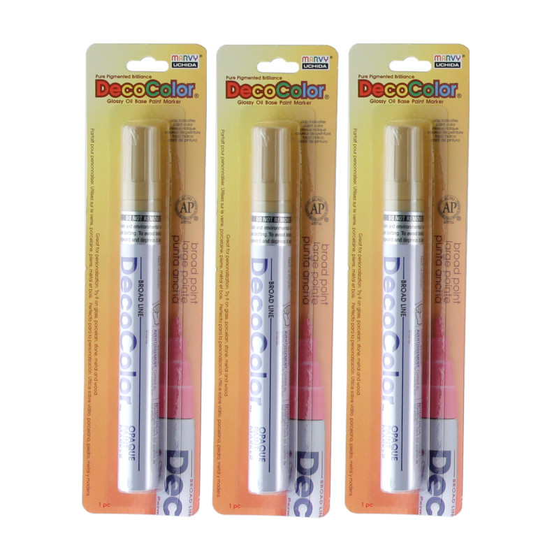 DecoColor® Paint Marker, Broad Tip, 300-S, Gold, Set of 3