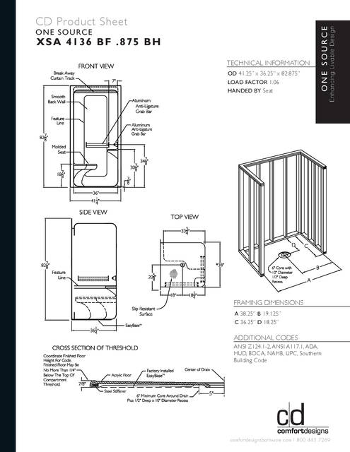 Tech Data Sheet — Cd Shower Tech Data Xsa 4136bf Behavioral Health