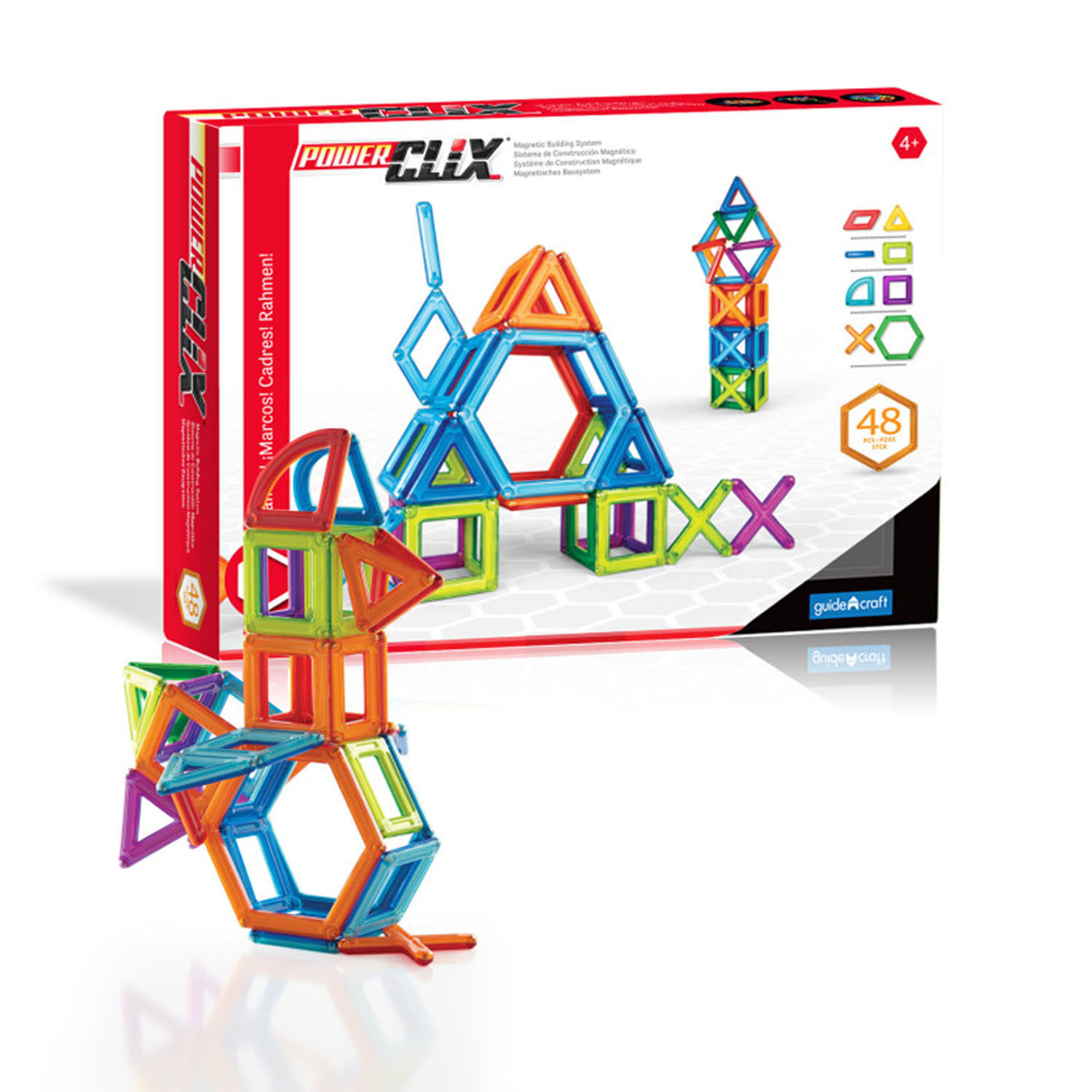 Guidecraft PowerClix Frames, Magnetic Building Set, 48 Pieces image number null