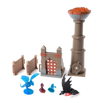 Dreamworks Dragons, Trial of Flame, World of Berk: Torch Tower, 2 Dragon Figures with 2 Viking Figures, Playset for Kids for Ages 4 and up