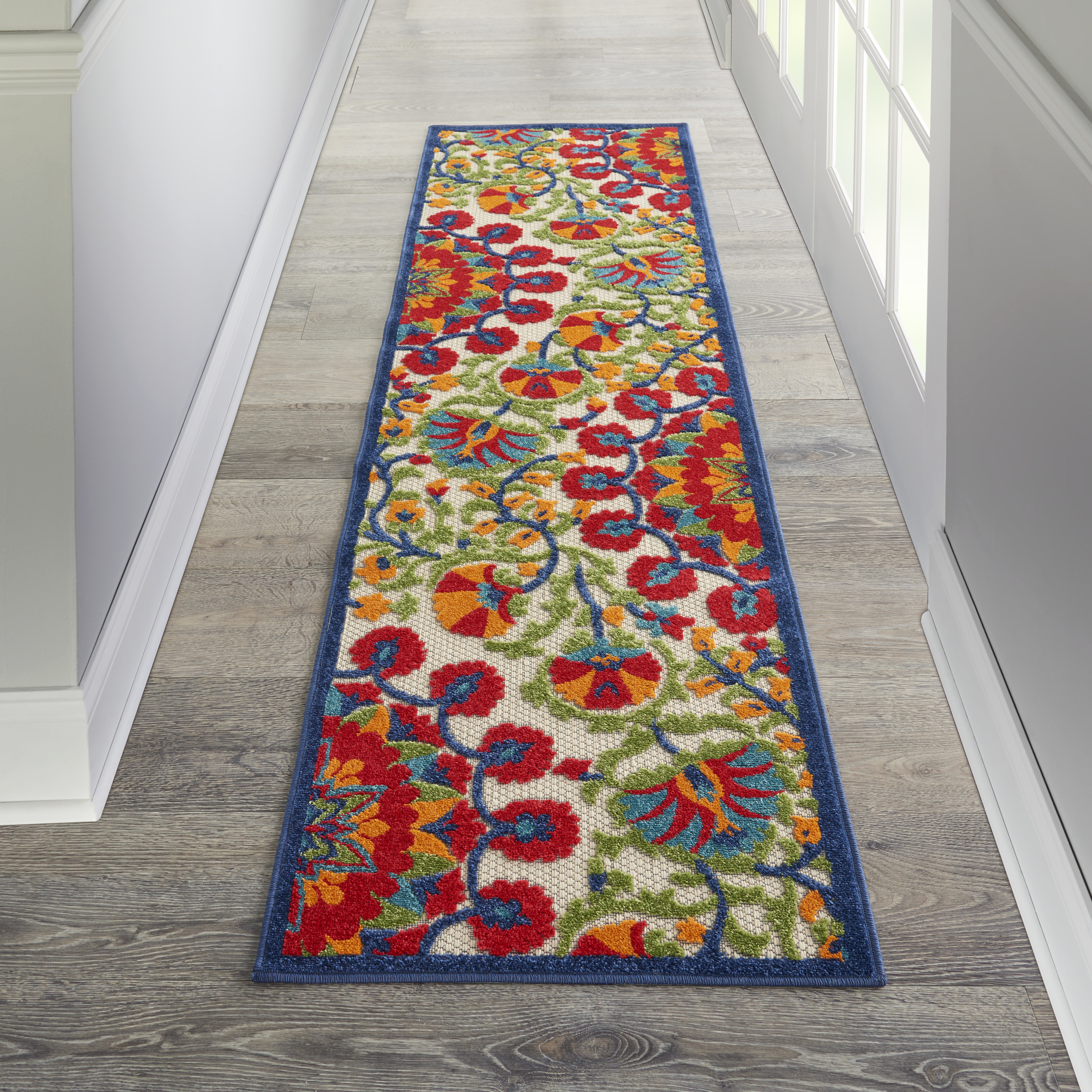 Nourison Aloha 2'3" x 8' Red Multicolor Transitional Rug