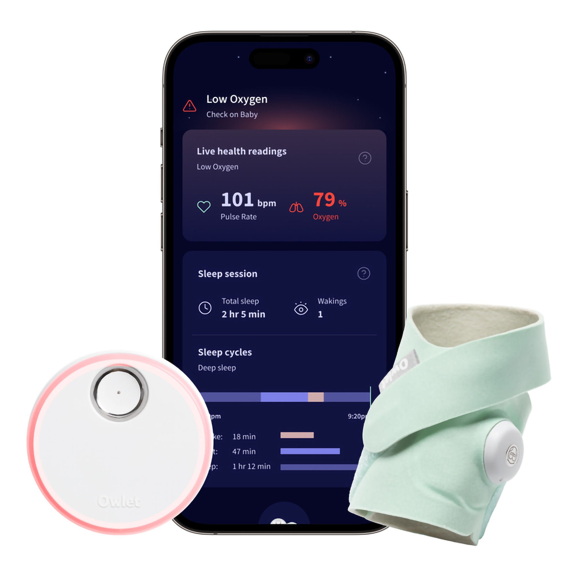 Owlet® Dream Sock Smart Baby Monitor, Track Heart Rate and Oxygen, Mint Color