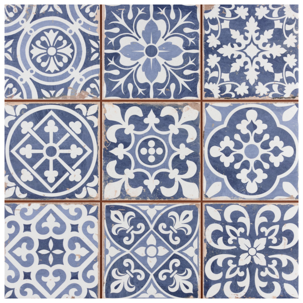 Faenza Azul 13 in. x 13 in. Ceramic Floor and Wall Tile