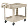 Rubbermaid Commercial, BRUTE® Heavy Duty, Ergo Handle, Lipped Shelf, Small, Utility Cart, Beige