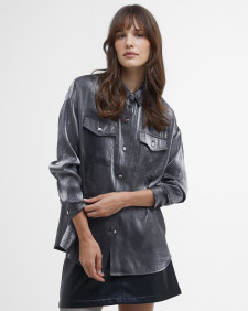 Della Satin Long-Sleeved Shirt Chrome