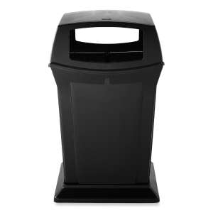 Rubbermaid Commercial, Ranger, 4 Openings, 45 gal, Resin, Black, Square, Receptacle