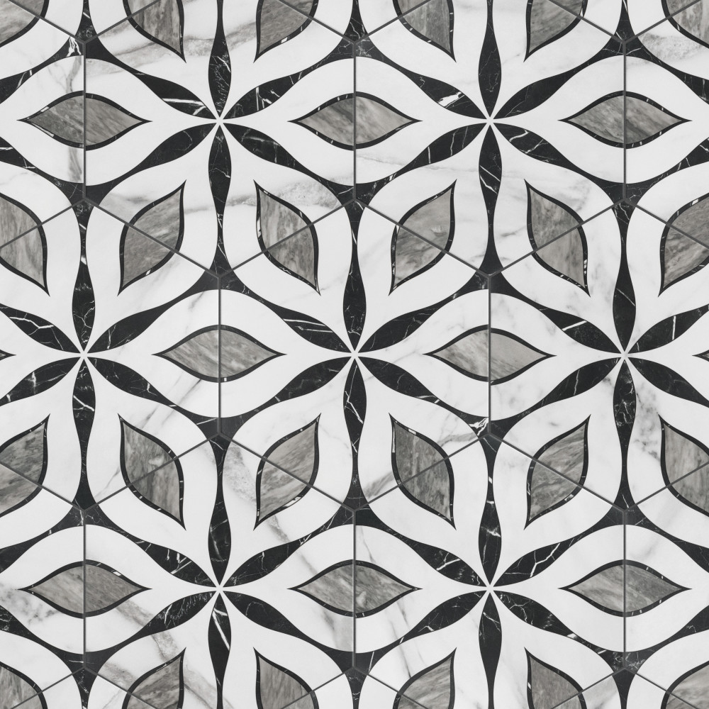 BioTech Hex Bardiglio Elazig 11x13 Hexagon Porcelain Floor and Wall Digital Pattern