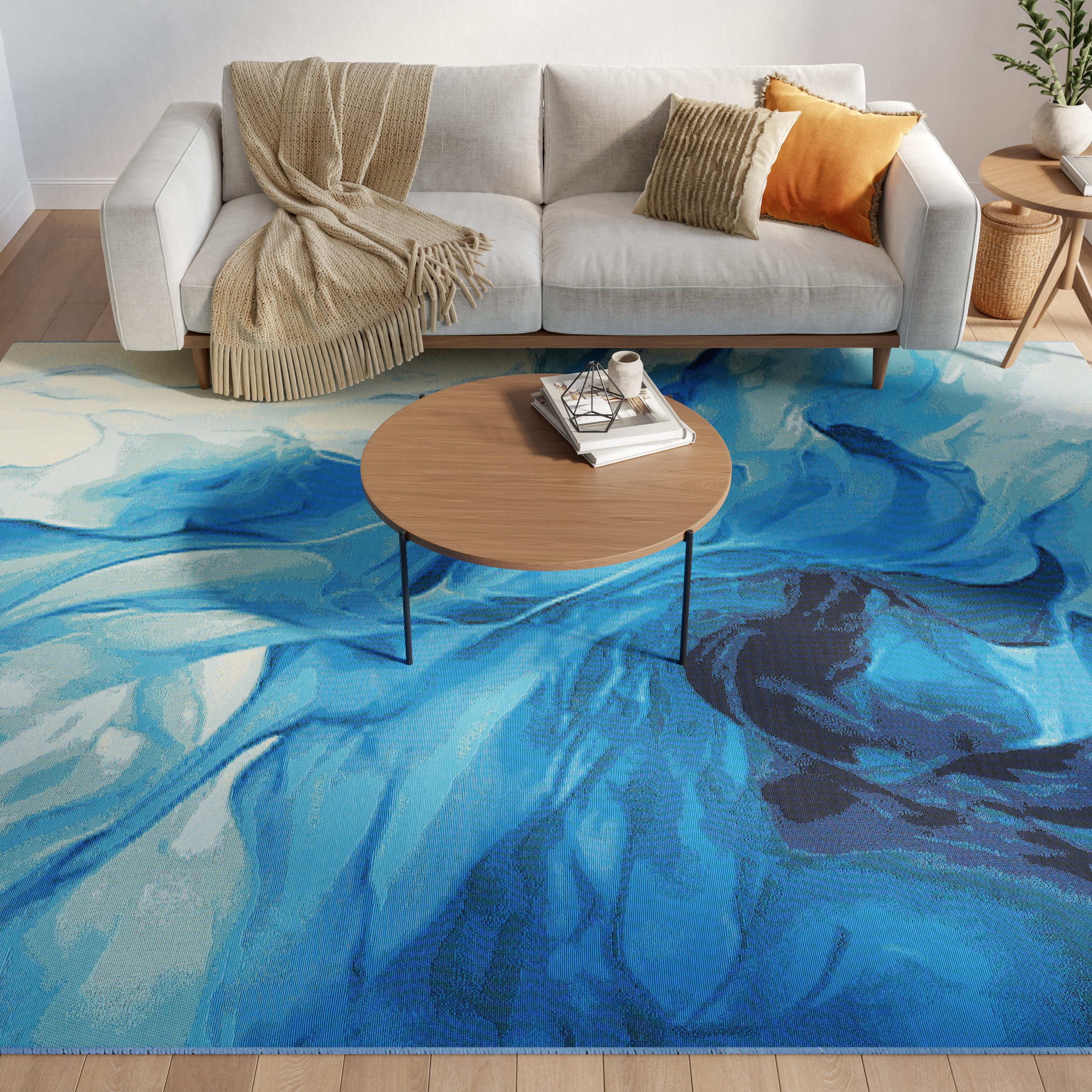 Nourison Color Splash 7'10" x 9'10" Blue Ivory Modern Rug