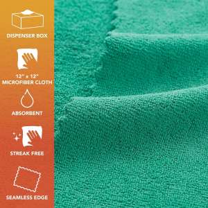 Hospeco, SmartRags Microfiber Cloth, 12"x12", Green