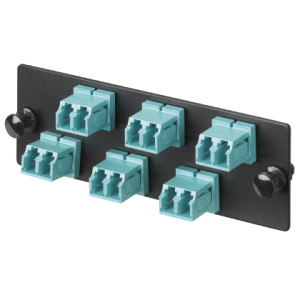 Opticom® Fiber Optic Adapter Panel, Multimode (OM3/4), (6) LC Duplex Adapters for 12-Strand Fiber