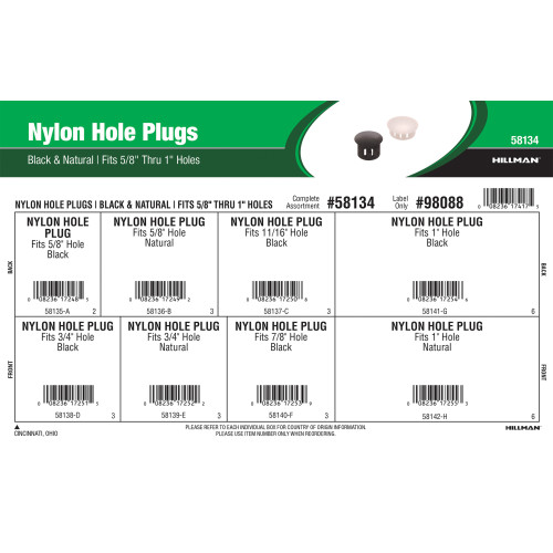 Black & Natural Nylon Hole Plugs Assortment (Fits 5/8