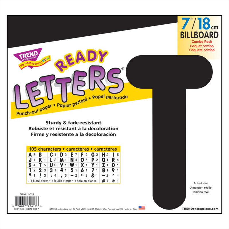 Black 7-Inch Billboard Uppercase (EN/SP) Ready Letters®