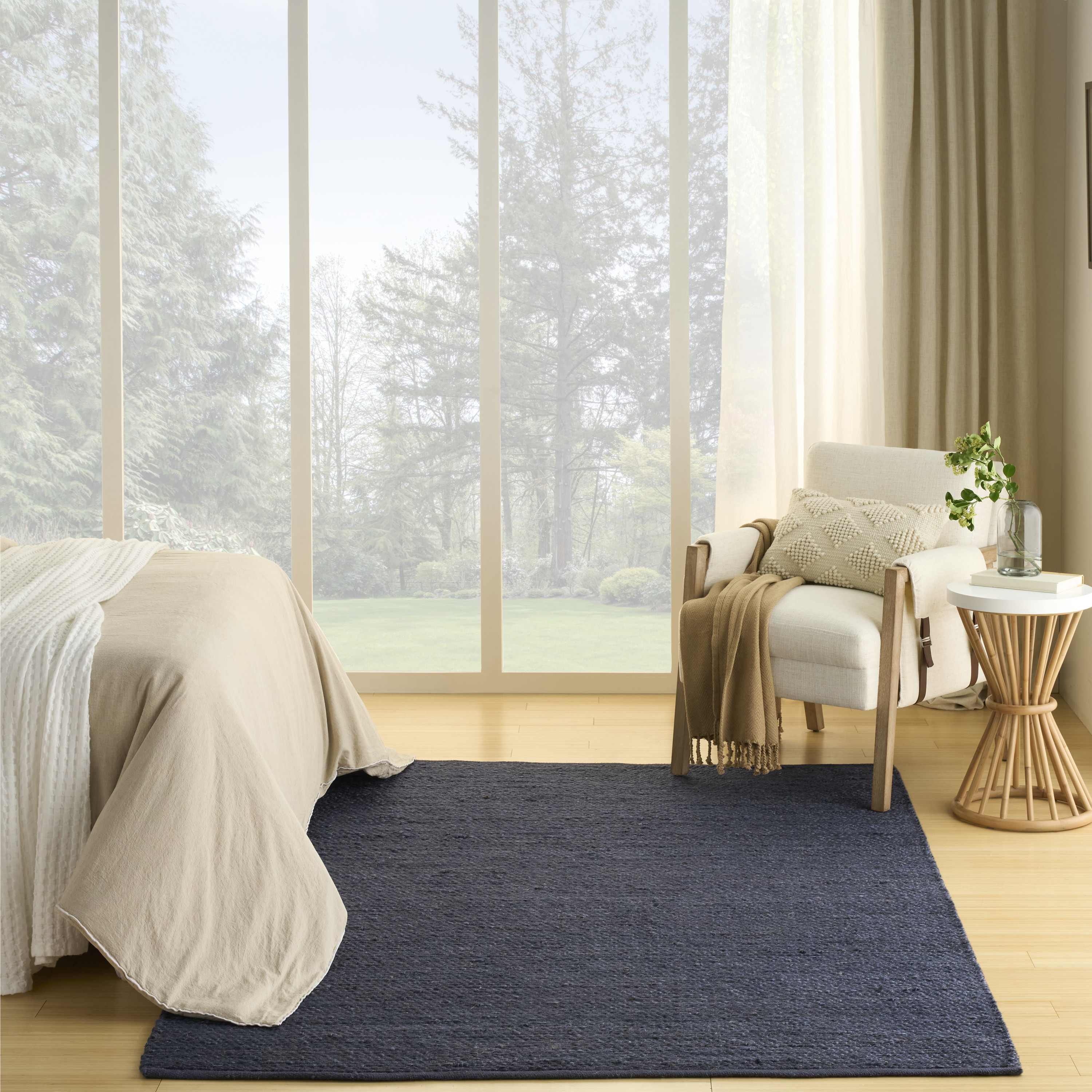 Nourison Natural Jute 5' x 7' Navy Farmhouse Indoor Rug