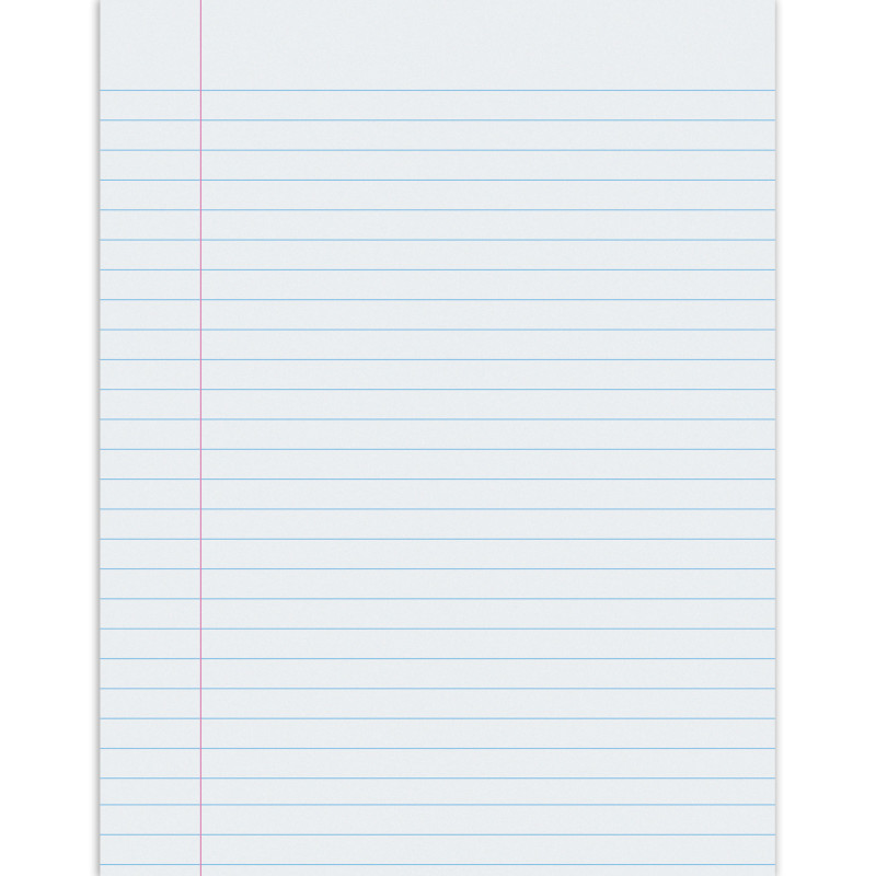 Composition Paper, White, Red Margin, 3/8" Ruled, 8-1/2" x 11", 500 Sheets