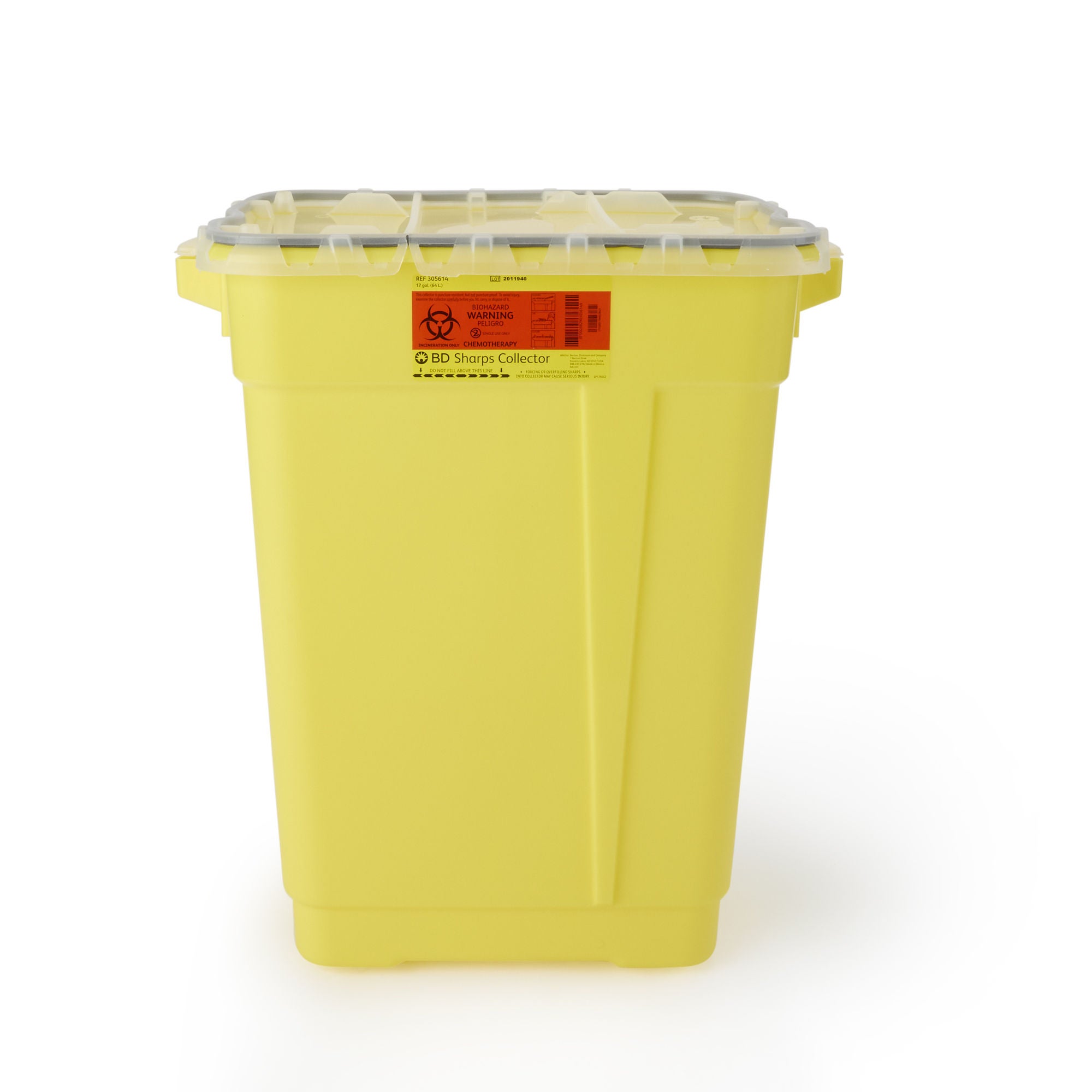 BD CONTAINER, SHARPS CHEMO YLW 17GL W/LID (5/CS)