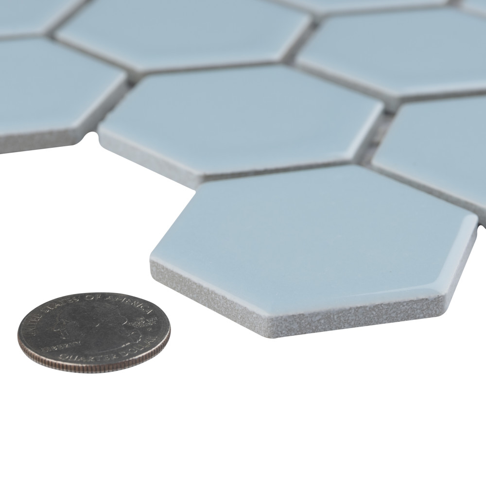 Hudson Due 2″ Hex Cashmere Blue 10-7/8 in. x 12-5/8 in. Porcelain Mosaic Tile