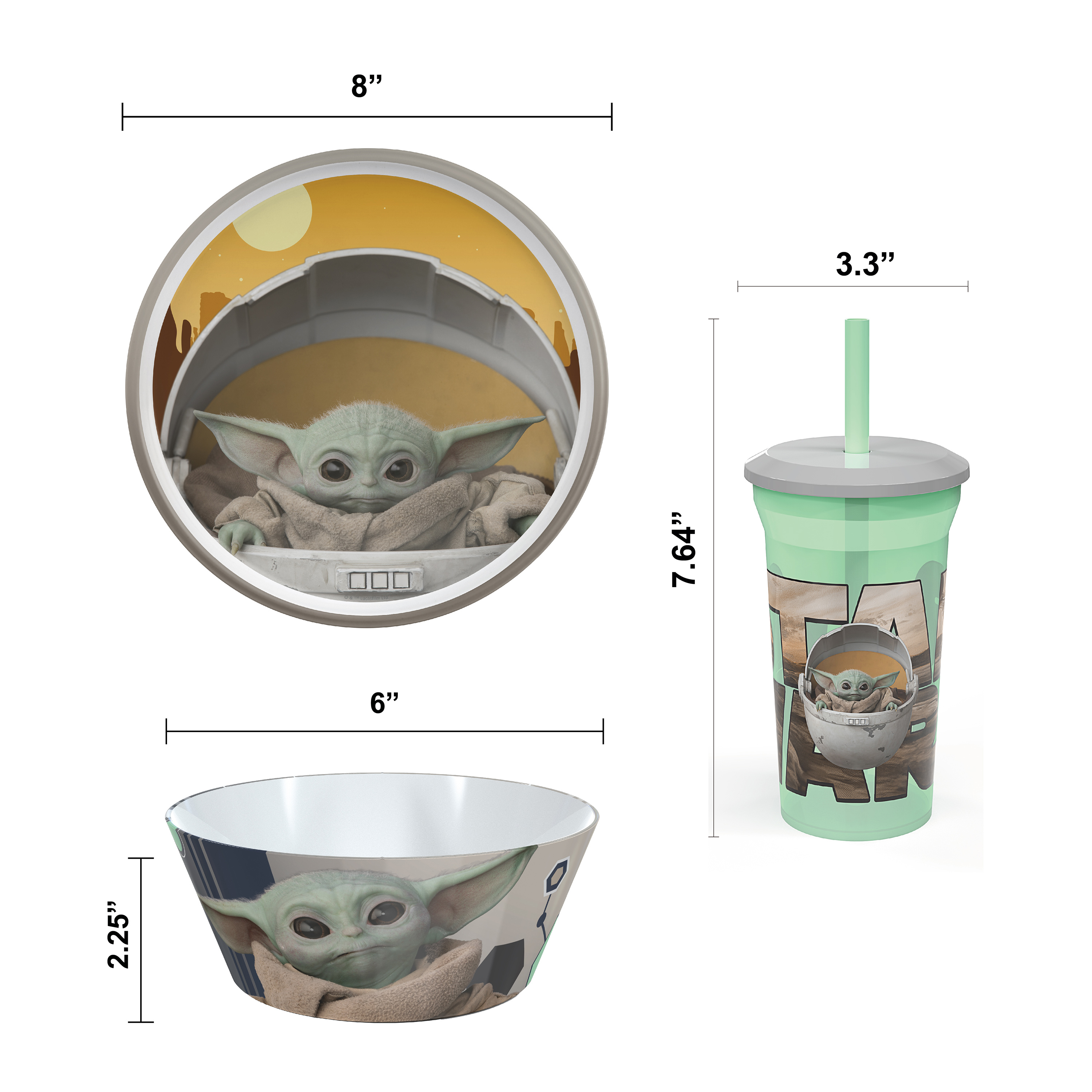 Star Wars: The Mandelorian Kids Dinnerware Set, The Child (Baby Yoda), 3-piece set slideshow image 10 Star Wars: The Mandelorian Kids Dinnerware Set, The Child (Baby Yoda), 3-piece set slideshow image 10