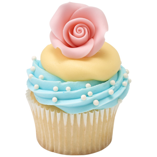 Light Pink 1.5" Rose - Red 3 Free SugarSoft® Premium Edible Decorations
