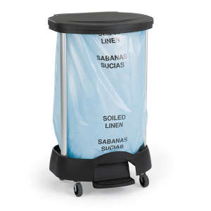 Rubbermaid Commercial, Premium Step-On Linen Hamper, 30 gal, Aluminum/Plastic, Black