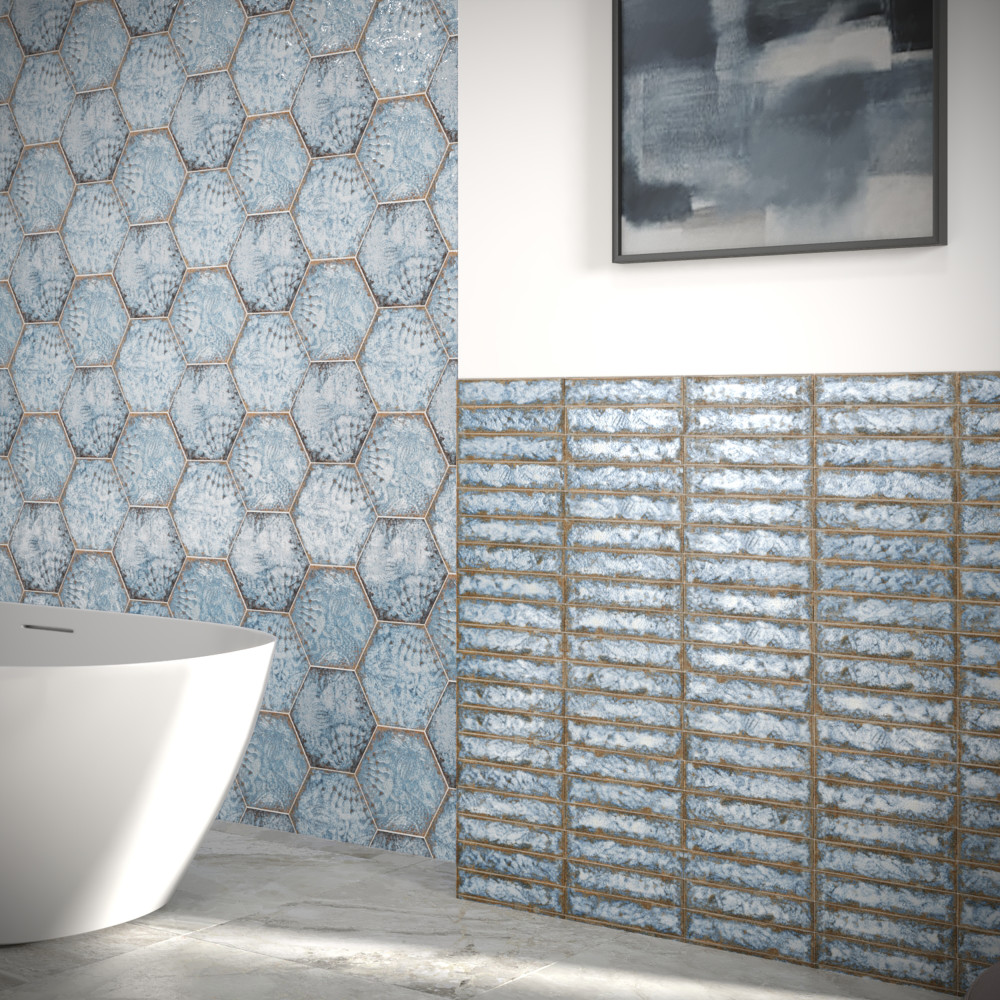 Gaudi React Brick Marina 2-3/8 in. x 9-3/4 in. Porcelain Floor and Wall Tile