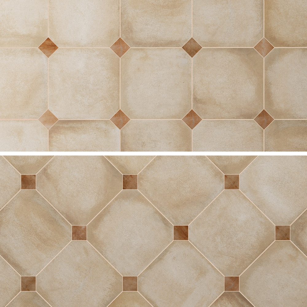 Laverton Octagon Beige with Taco Natural 7-7/8 in. x 7-7/8 in. Porcelain Floor and Wall Tile
