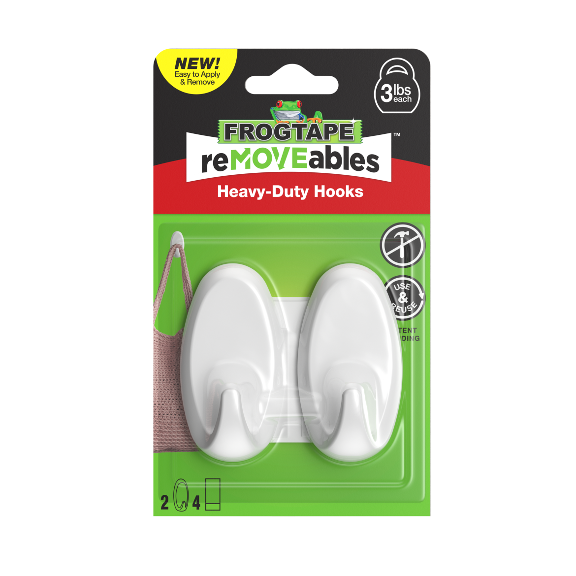 FrogTape reMOVEables™ Heavy-Duty Medium White Hook Primary Product Image