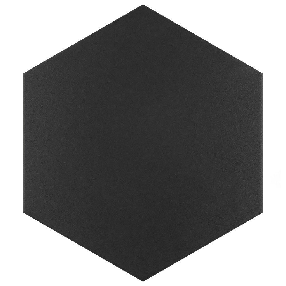Apini Hex Matte Black 9-1/8 in. x 10-1/2 in. Porcelain Floor and Wall Tile