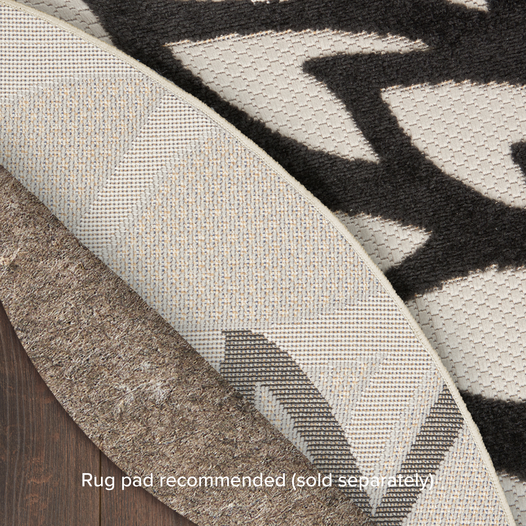 Nourison Aloha 7'10" x Round Black White Tropical Rug