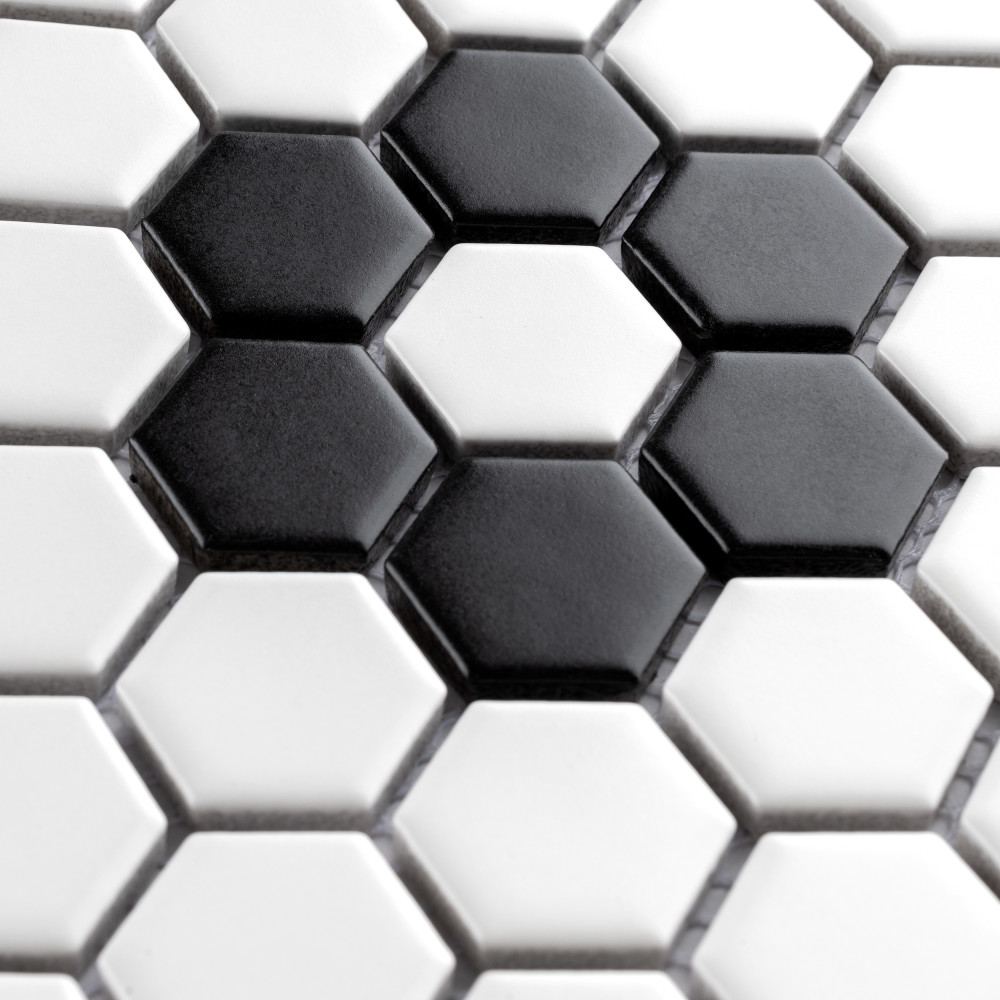 Metro 1″ Hex Matte White w/Flower 10-1/4 in. x 11-7/8 in. Porcelain Mosaic Tile