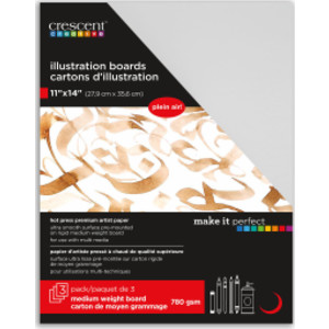 Hot Press Illustration Board, 11 x 14 in, White, 3-Pack
