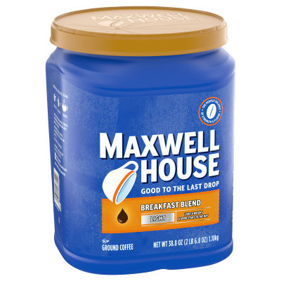 Maxwell House Breakfast Blend Ground Coffee, 38.8 oz Canister