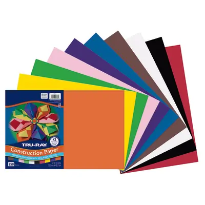 Tru-Ray  Construction Paper Bulk Assortment, 10 Classic Colors,  12" x 18", 250 Sheets