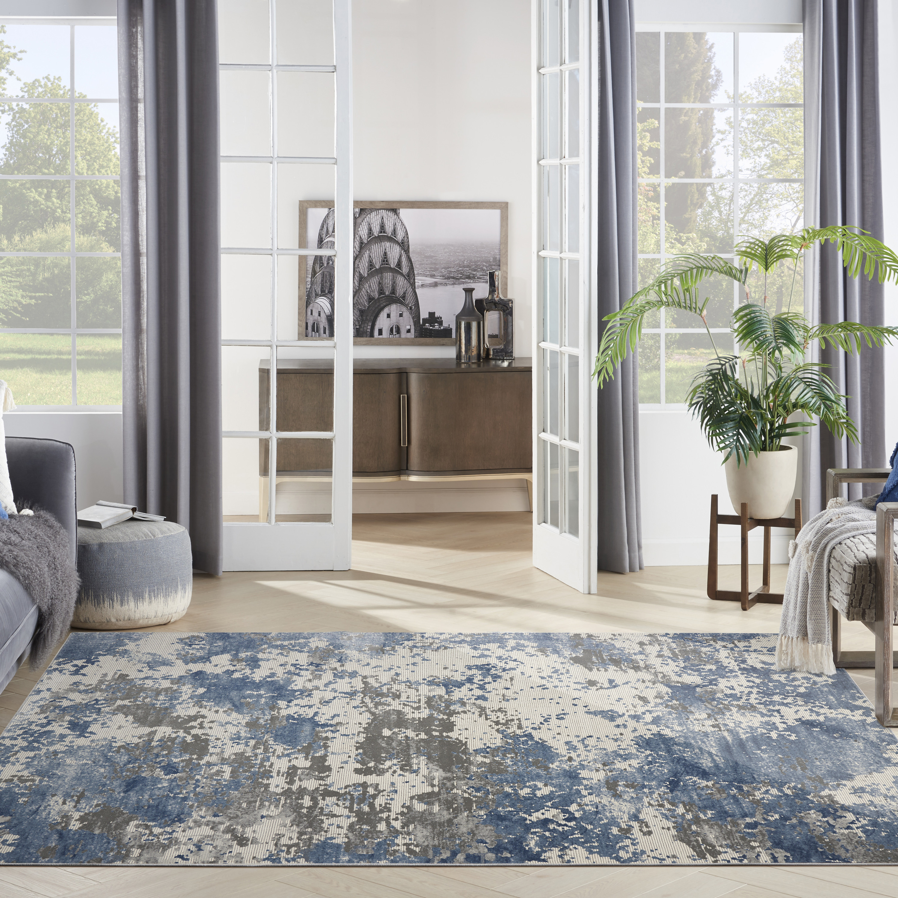 Nourison Rustic Textures 7'10" x 10'6" Grey Blue Modern Indoor Rug