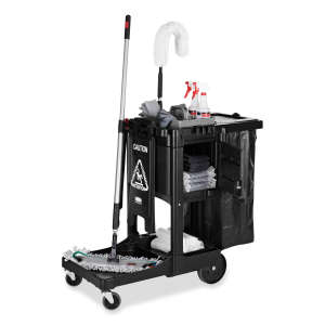 Rubbermaid Commercial, Executive, Janitorial Cleaning Cart, Traditional, Black