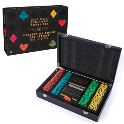 Spin Master Games, Cardinal Legacy Deluxe 200-Piece Poker Set, Premium Dual-Toned Poker Chips in Wooden Storage Case, 2-10 Players, for Ages 10 & Up