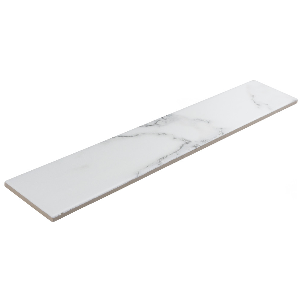 Tinos White 3-1/8 in. x 17-3/8 in. Porcelain Floor and Wall Tile