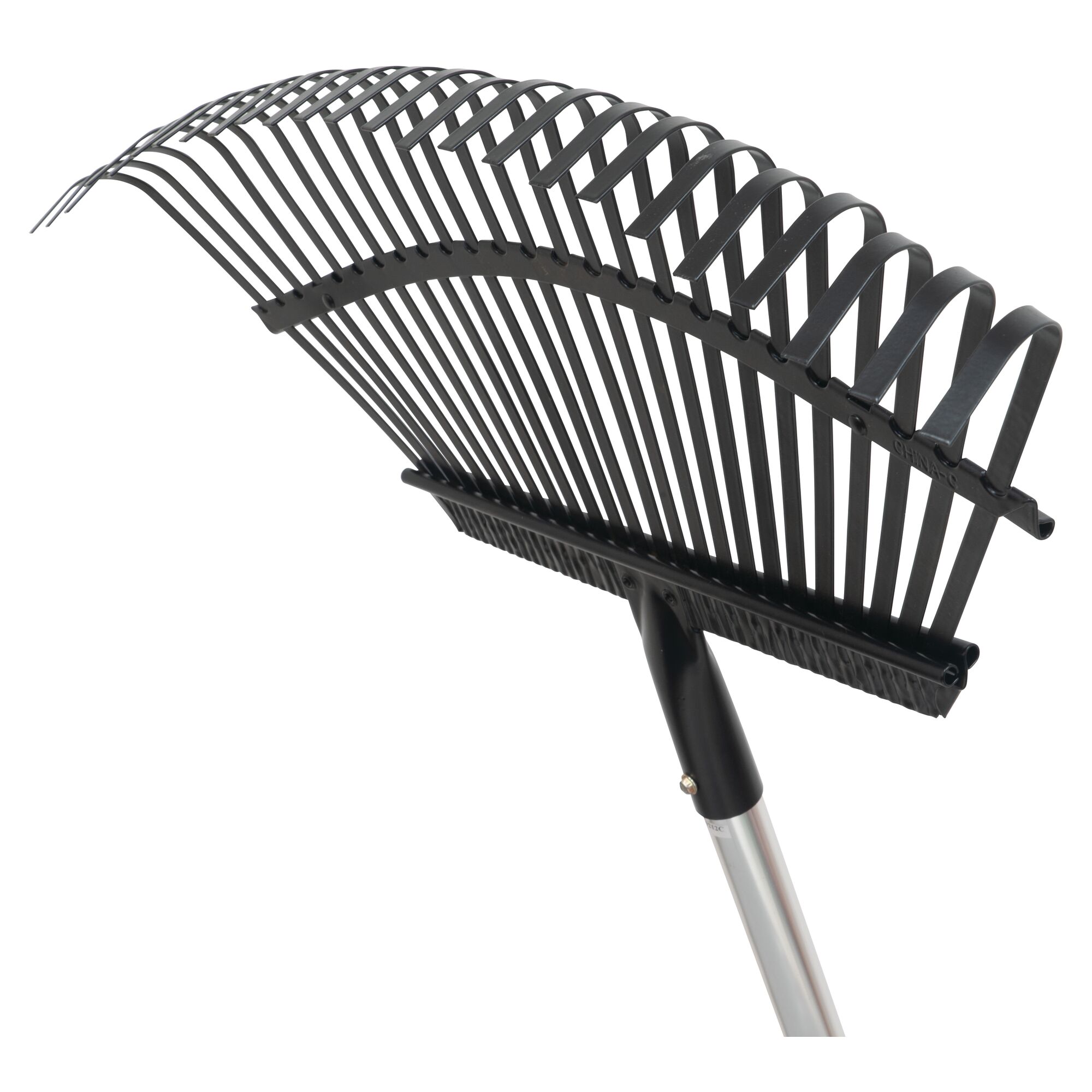 High performance tines feature of a 25 tine aluminum handle lawn rake.